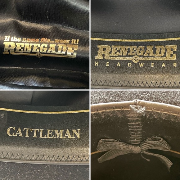 RENEGADE ⭐️ western black felt cowboy cattleman hat, 55cm circumference - Picture 15 of 16
